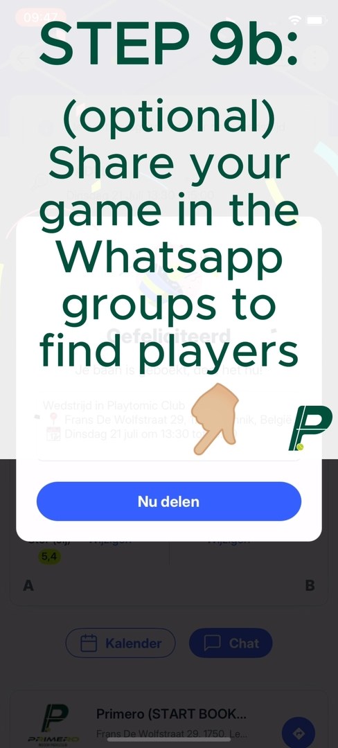 Open match boeken op Playtomic — stap 11 van 12