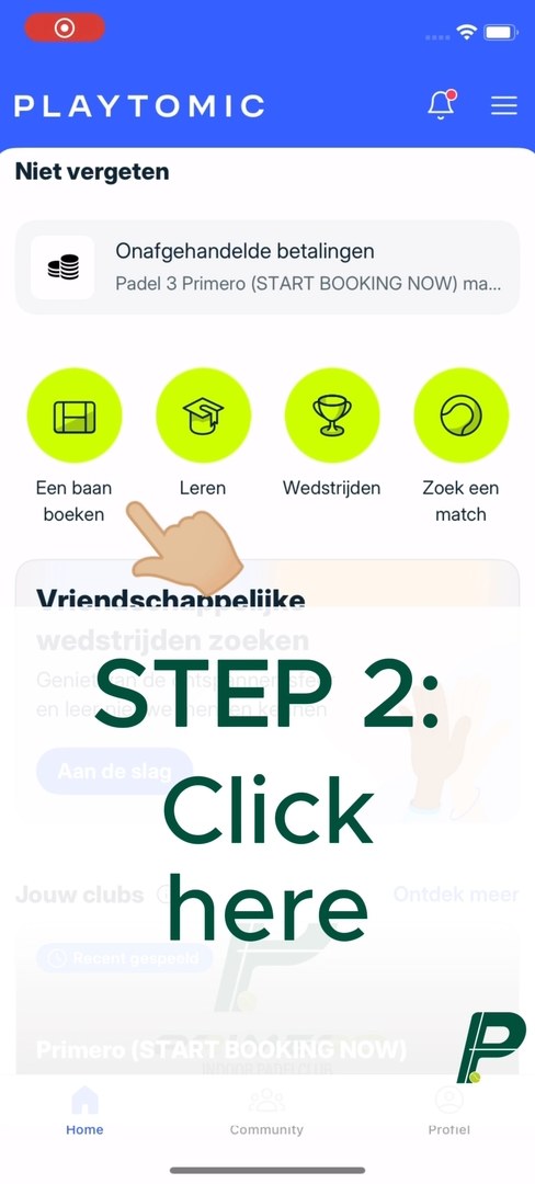 Open match boeken op Playtomic — stap 2 van 12