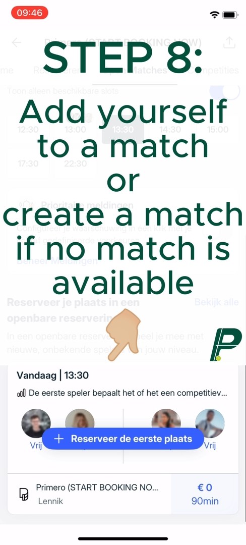 Open match boeken op Playtomic — stap 8 van 12