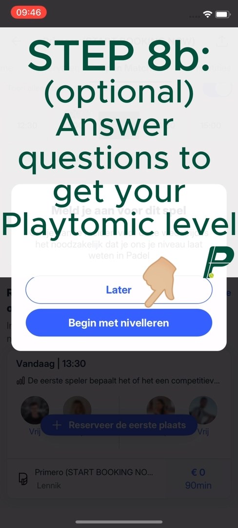 Open match boeken op Playtomic — stap 9 van 12