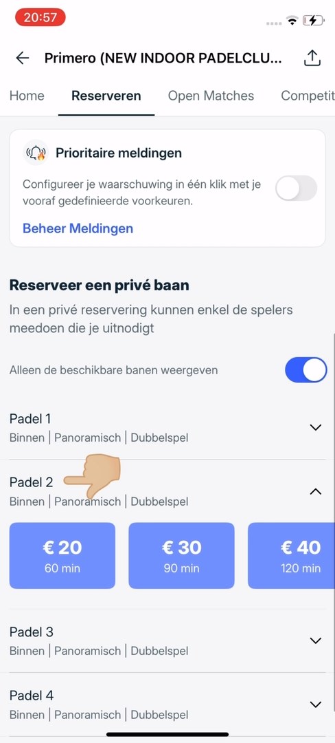 Zo boek je een terrein op Playtomic — beeld 13 van 22