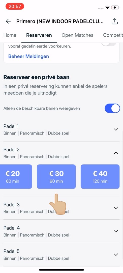 Zo boek je een terrein op Playtomic — beeld 15 van 22